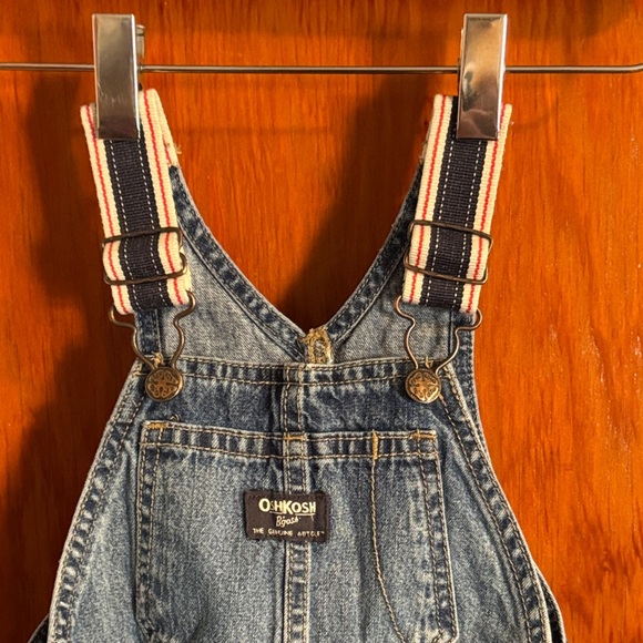 Distressed OshKosh B'gosh Classic Blue Kids Overalls Size 18M - Picture 2 of 9